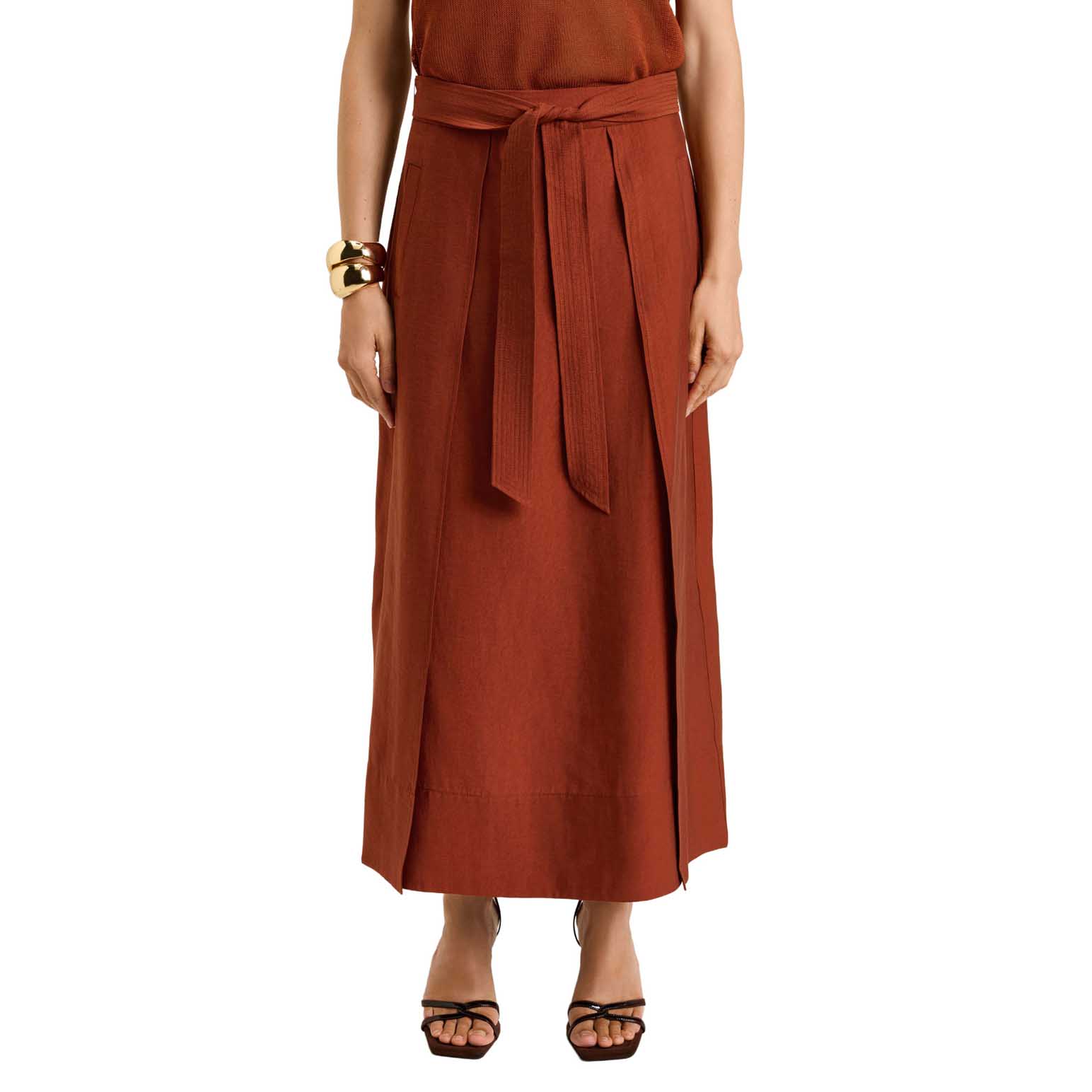 Veronika Maine Washer Lyocell Belted Midi Skirt